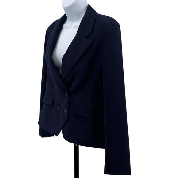 Cupcakes and Cashmere Jacket WMNS 4 Navy Blue Double Breasted Blazer Long Sleeve - Picture 6 of 8